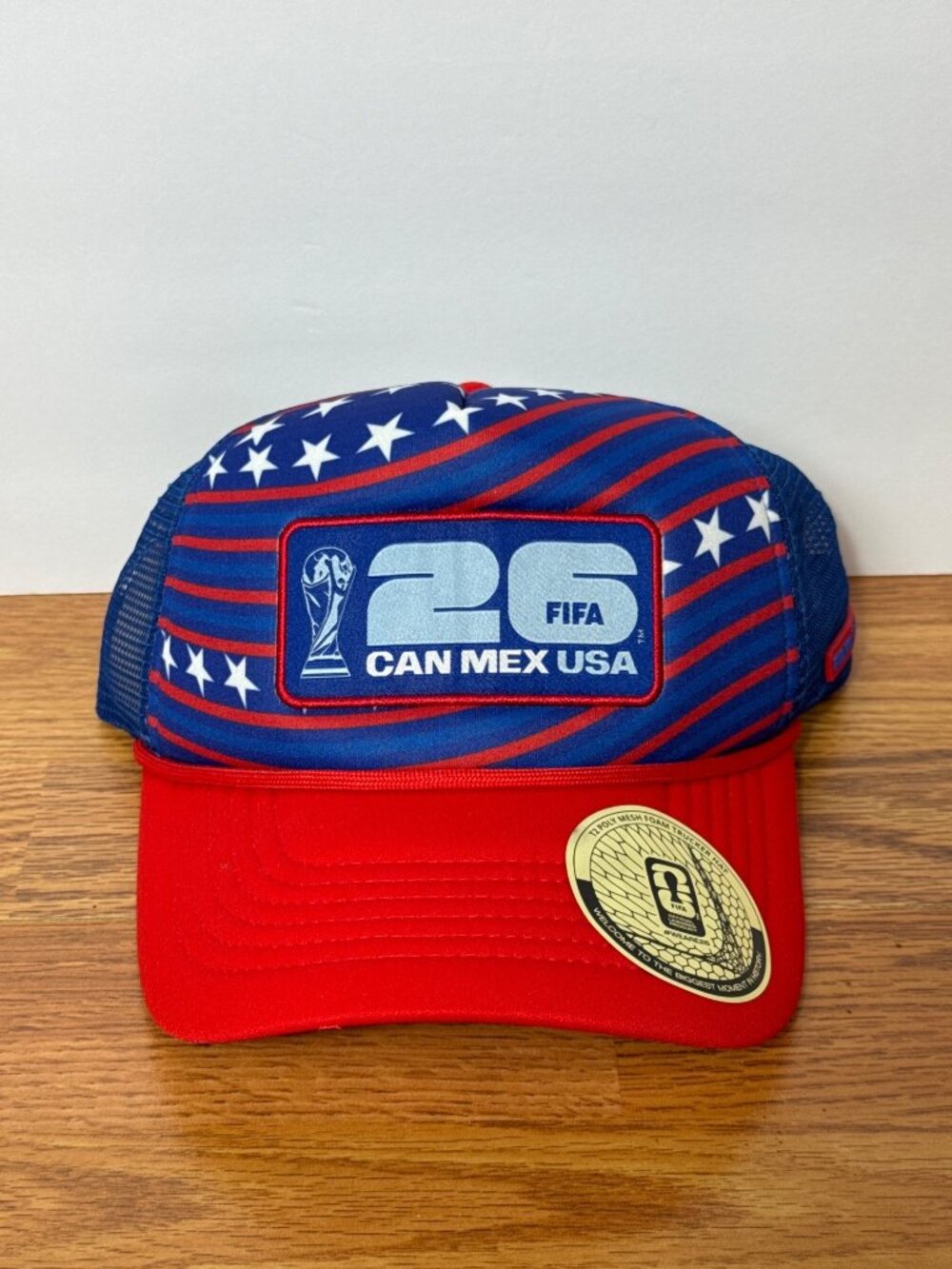 FIFA World Cup 2026 USA Foam Mesh Trucker Hat Snapback Red Blue CAN MEX NWT